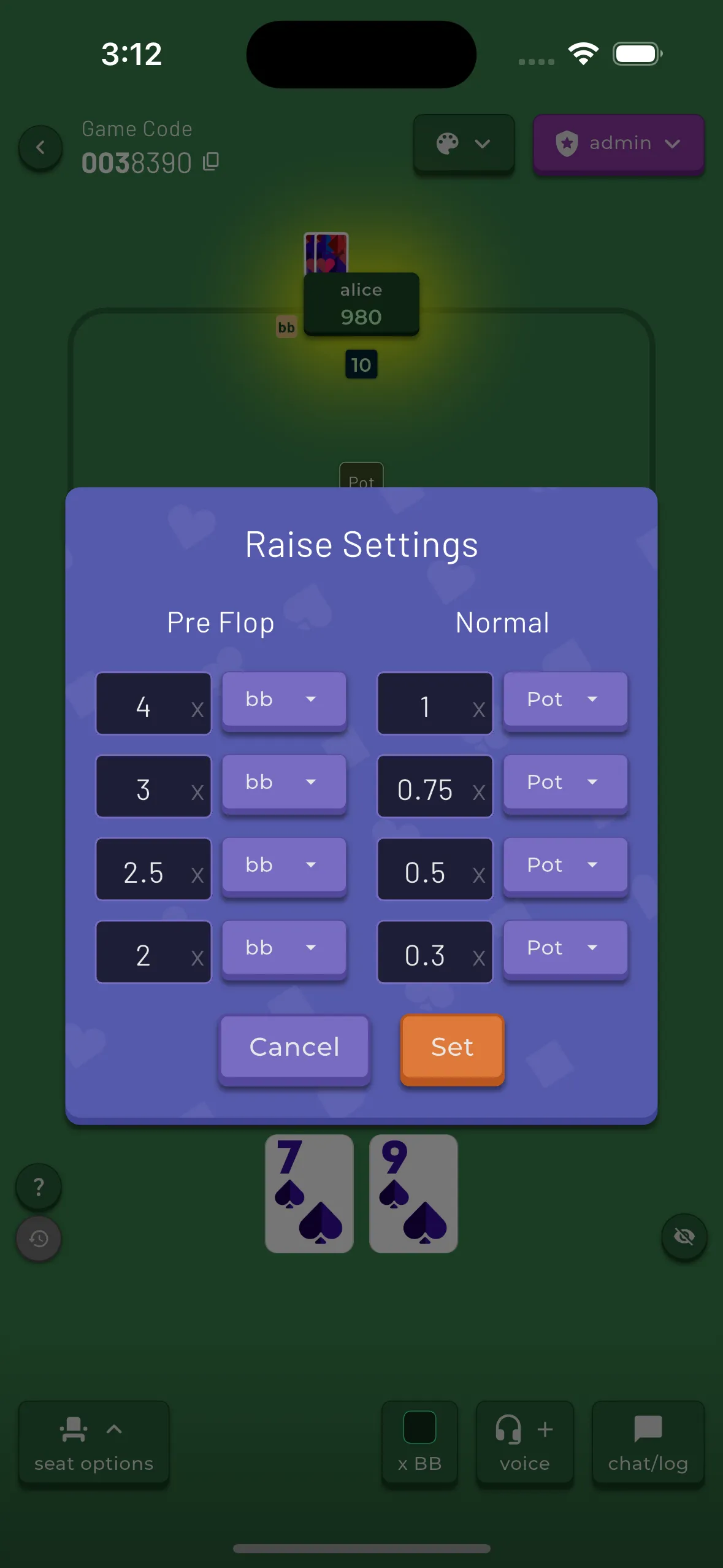 Raise Settings